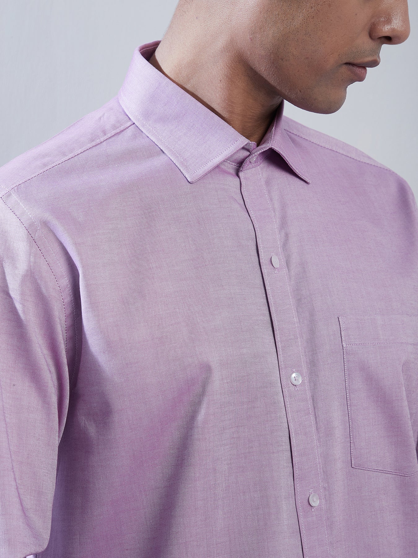 100% Cotton Mauve Plain Slim Fit Full Sleeve Formal Shirt