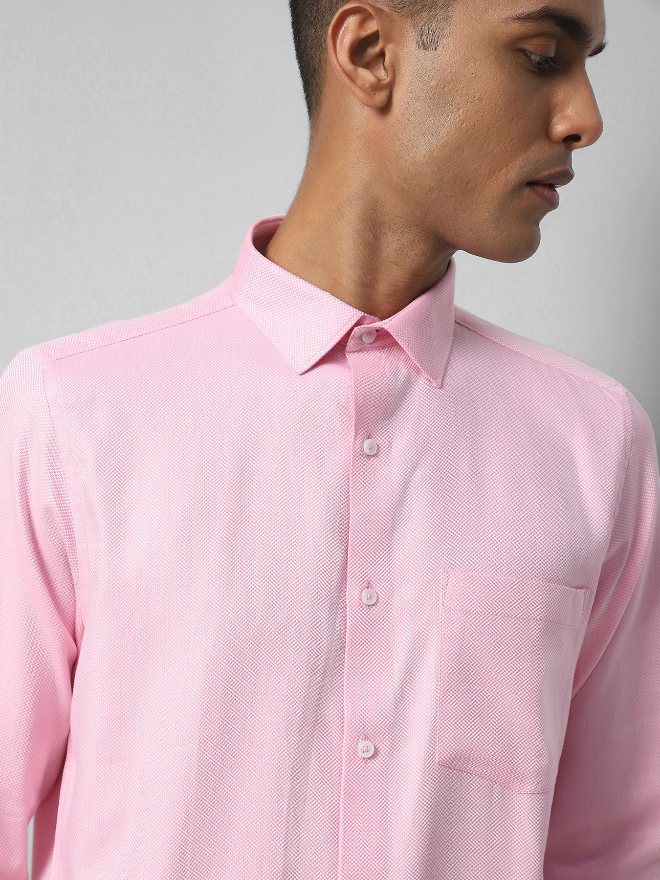 100% Cotton Pink Dobby Regular Fit Full Sleeve Formal Shirt