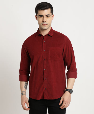 100% Cotton Red Checkered Slim Fit Full Sleeve Ceremonial Shirt