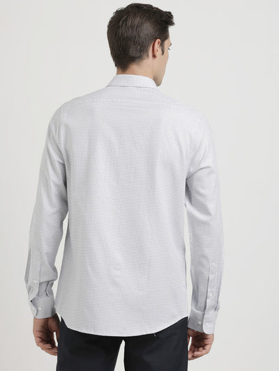 Giza Cotton Grey Dobby Slim Fit Full Sleeve Formal Shirt