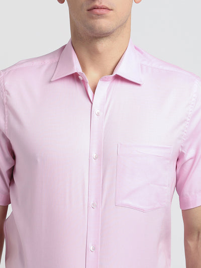 100% Cotton Light Pink Dobby Regular Fit Half Sleeve Formal Shirt