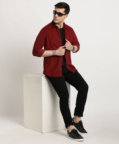 100% Cotton Red Checkered Slim Fit Full Sleeve Ceremonial Shirt