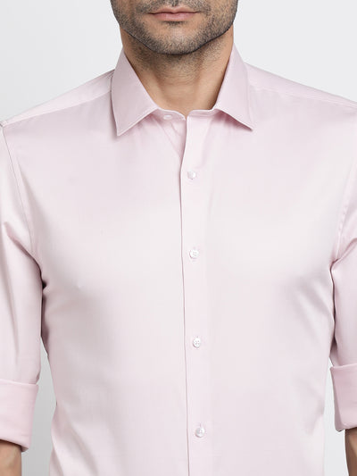 Cotton Stretch Pink Plain Slim Fit Full Sleeve Ceremonial Shirt