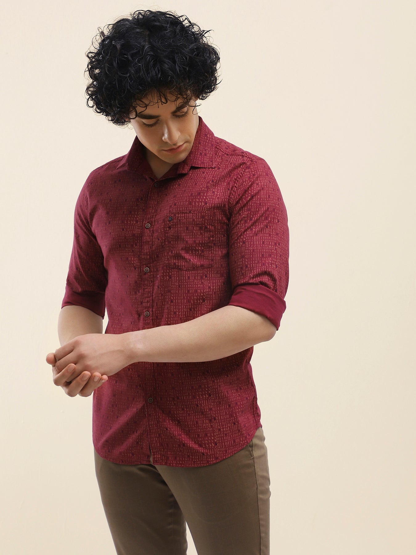 Maroon sales casual shirt