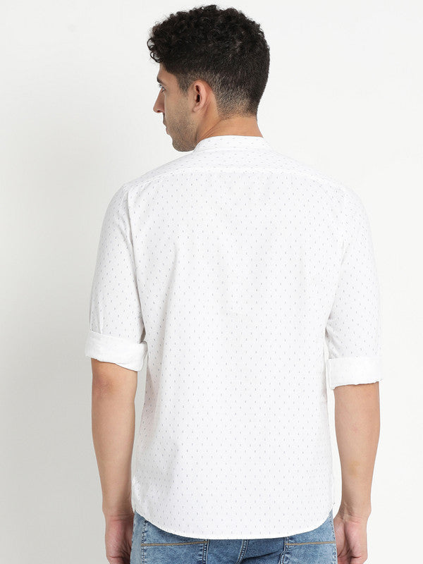 White Pure Cotton Printed Kurta Shirt