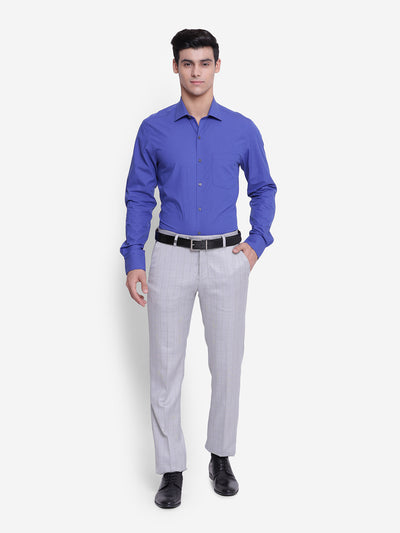 Giza Cotton Royal Blue Plain Slim Fit Full Sleeve Formal Shirt