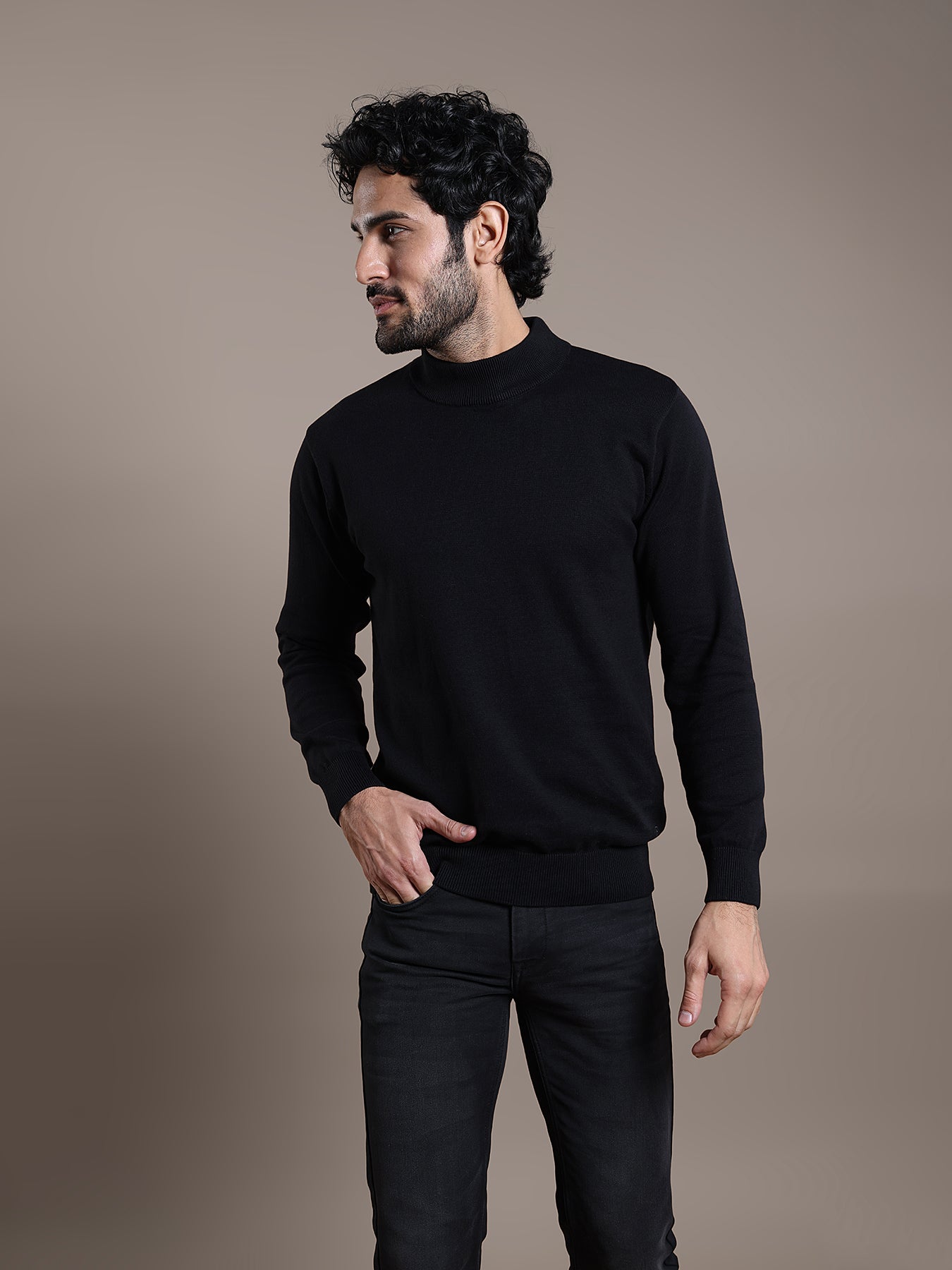 Knitted Navy Blue Striped Regular Fit Full Sleeve Casual Pullover