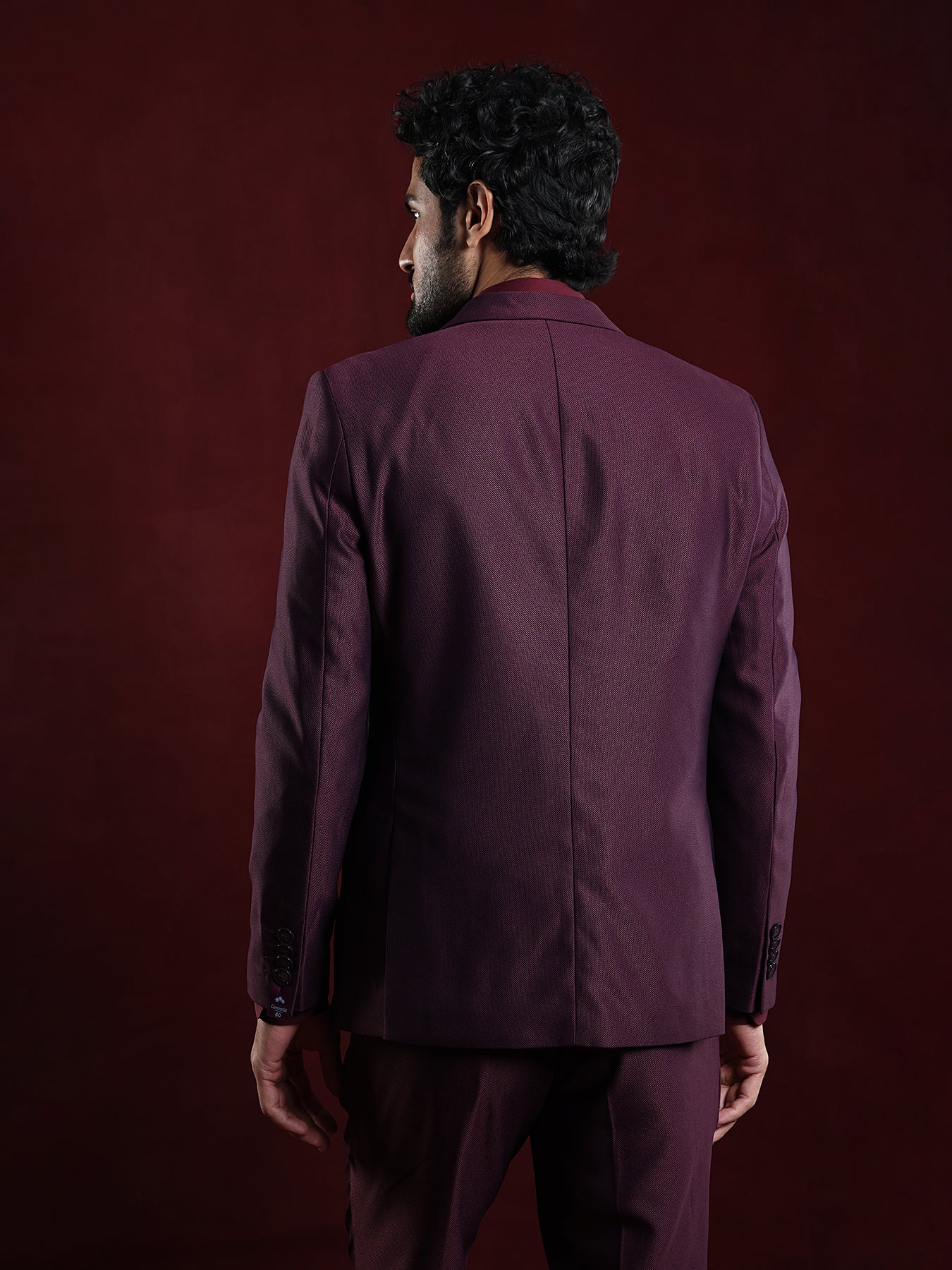 Terry Rayon Maroon Dobby 3 Pieces Full Sleeve Ceremonial Suit