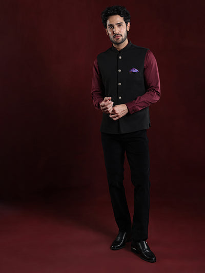 Buy VASTRAMAY Maroon Straight Fit Nehru Jacket for Mens Online @ Tata CLiQ