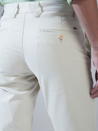 Cotton Stretch Pista Green Plain Ultra Slim Fit Flat Front Casual Trouser