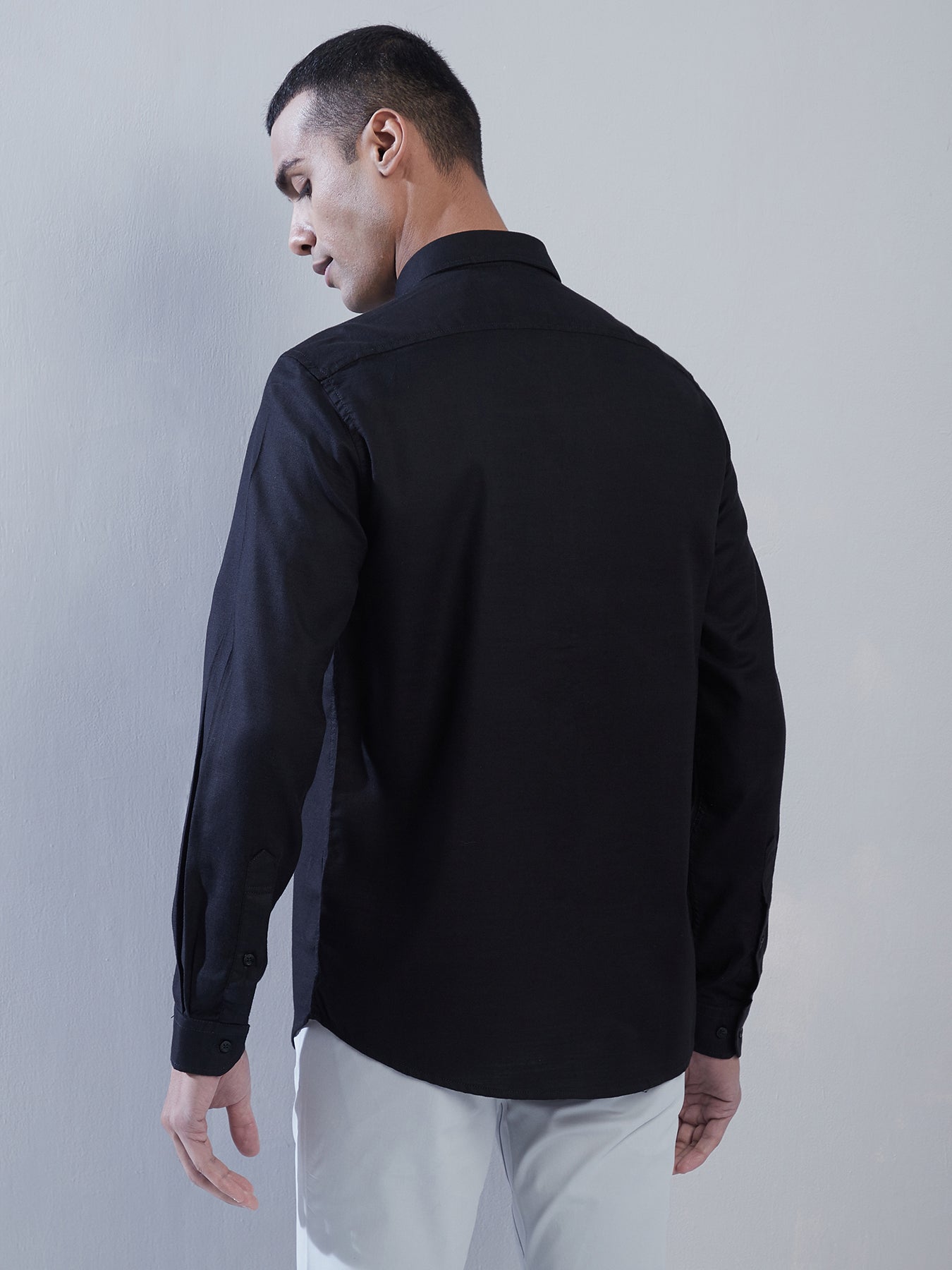 100% Cotton Navy Plain Slim Fit Full Sleeve Casual Shirt
