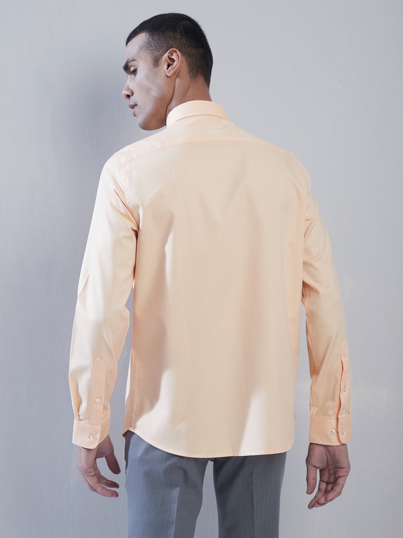 100% Cotton Yellow Dobby Slim Fit Full Sleeve Formal Shirt