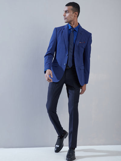 100% Cotton Royal Blue Dobby Slim Fit Full Sleeve Formal Shirt