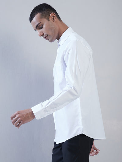 100% Cotton White Dobby Slim Fit Full Sleeve Formal Shirt