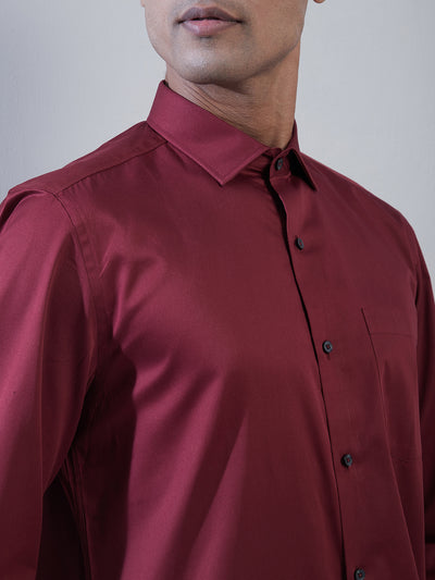 100% Cotton Maroon Plain Slim Fit Full Sleeve Formal Shirt