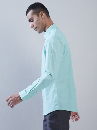 100% Cotton Sea Green Plain Regular Fit Full Sleeve Formal Shirt