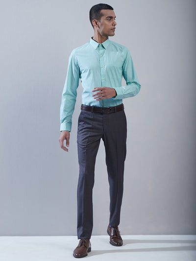 100% Cotton Sea Green Plain Regular Fit Full Sleeve Formal Shirt