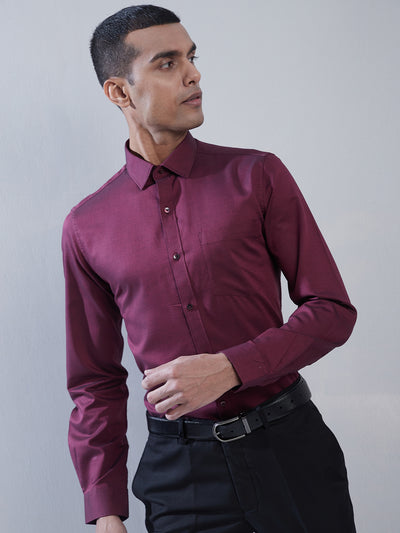 100% Cotton Turquoise Dobby Slim Fit Full Sleeve Formal Shirt