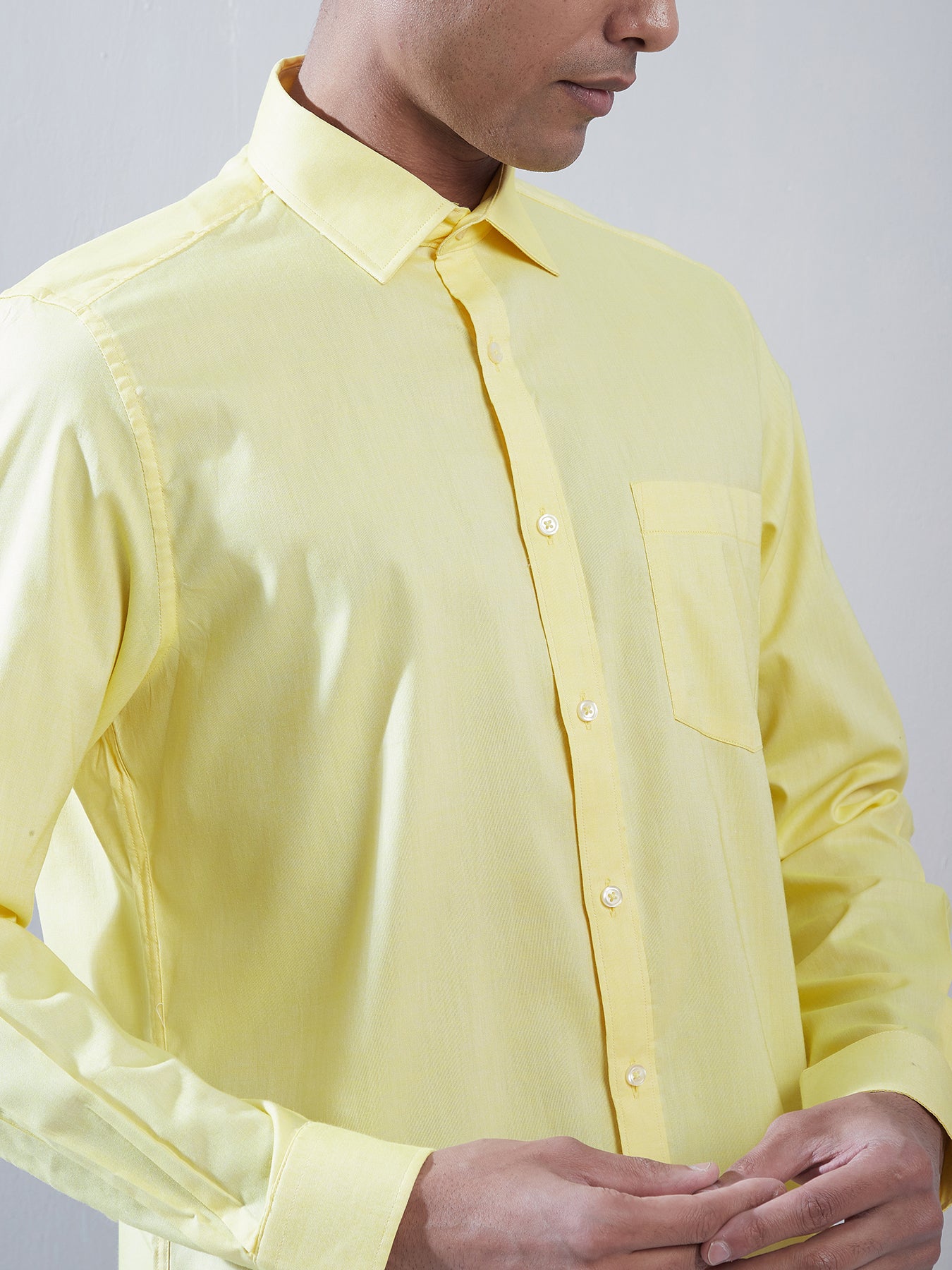 100% Cotton Lemon Plain Slim Fit Full Sleeve Formal Shirt