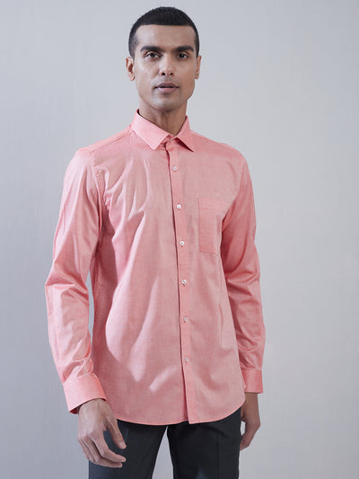 100% Cotton Pink Plain Regular Fit Full Sleeve Formal Shirt