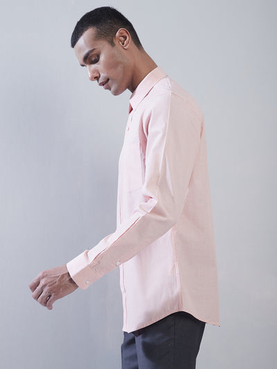 100% Cotton Light Pink Plain Regular Fit Full Sleeve Formal Shirt