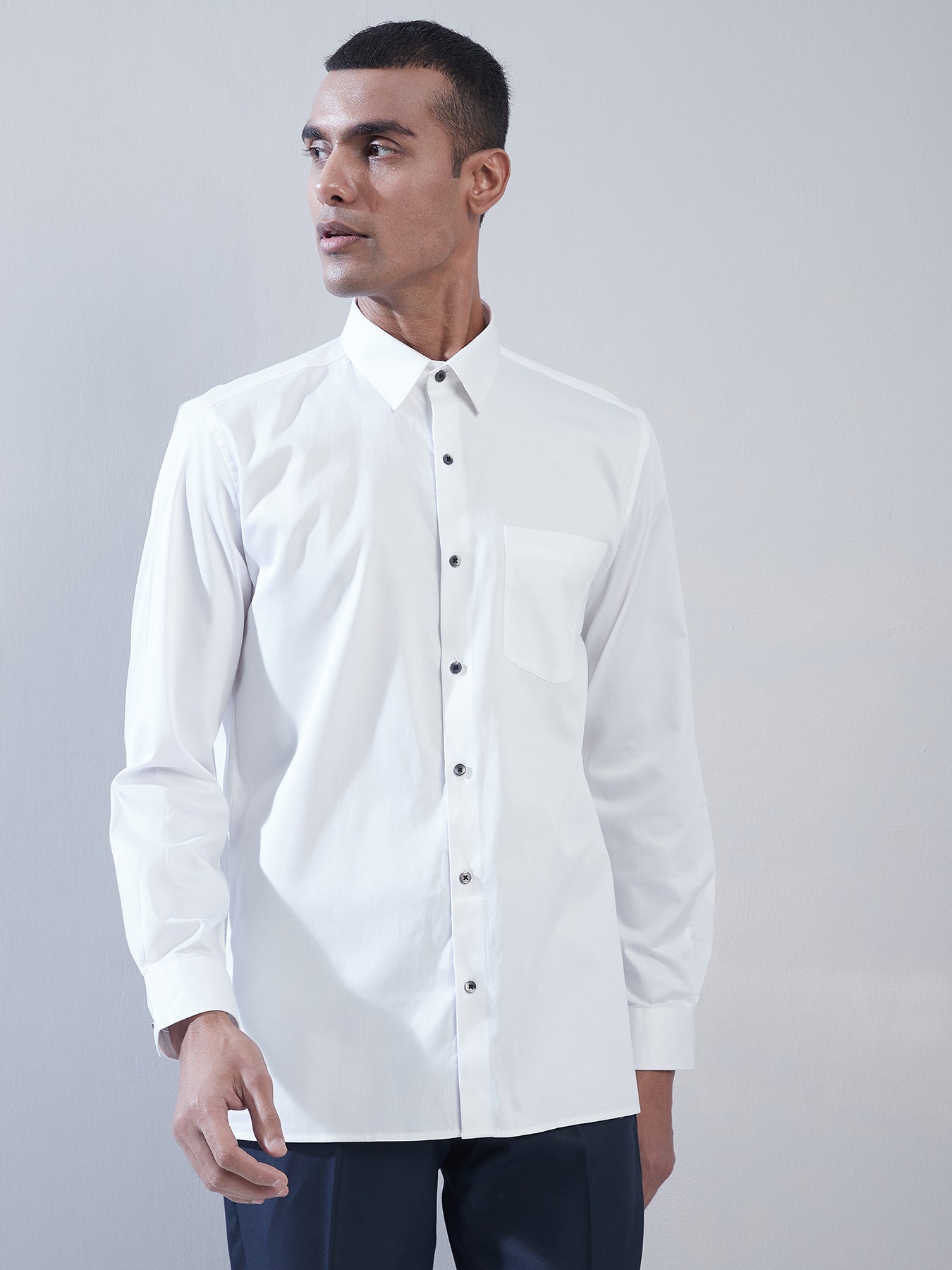 100% Cotton White Plain Slim Fit Full Sleeve Formal Shirt