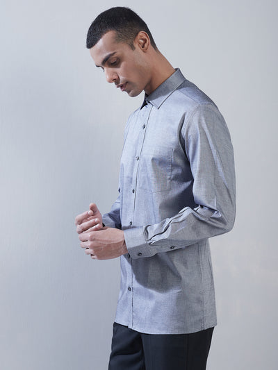 100% Cotton Grey Plain Regular Fit Full Sleeve Formal Shirt