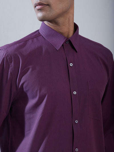 100% Cotton Purple Plain Regular Fit Full Sleeve Formal Shirt