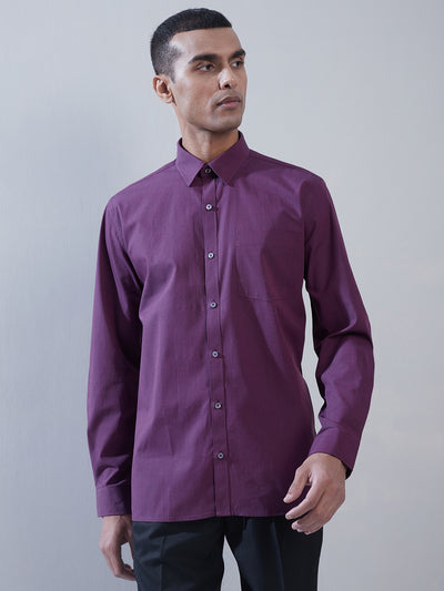 100% Cotton Purple Plain Regular Fit Full Sleeve Formal Shirt