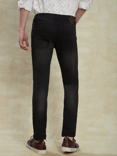 100% Cotton Black Plain Narrow Fit Flat Front Casual Jeans