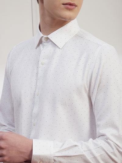 Poly Cotton Off White Jacquard Slim Fit Full Sleeve Ceremonial Shirt