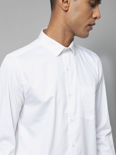 Cotton White Plain Full Sleeve Formal Shirt
