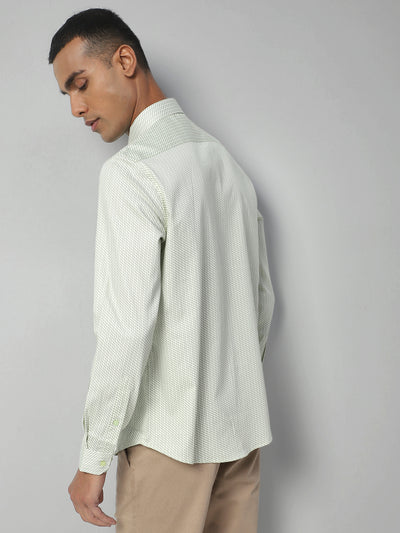 Cotton Green Printed Full Sleeve Formal Shirt