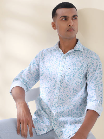Cotton Linen Printed Full Sleeve Casual Shirt