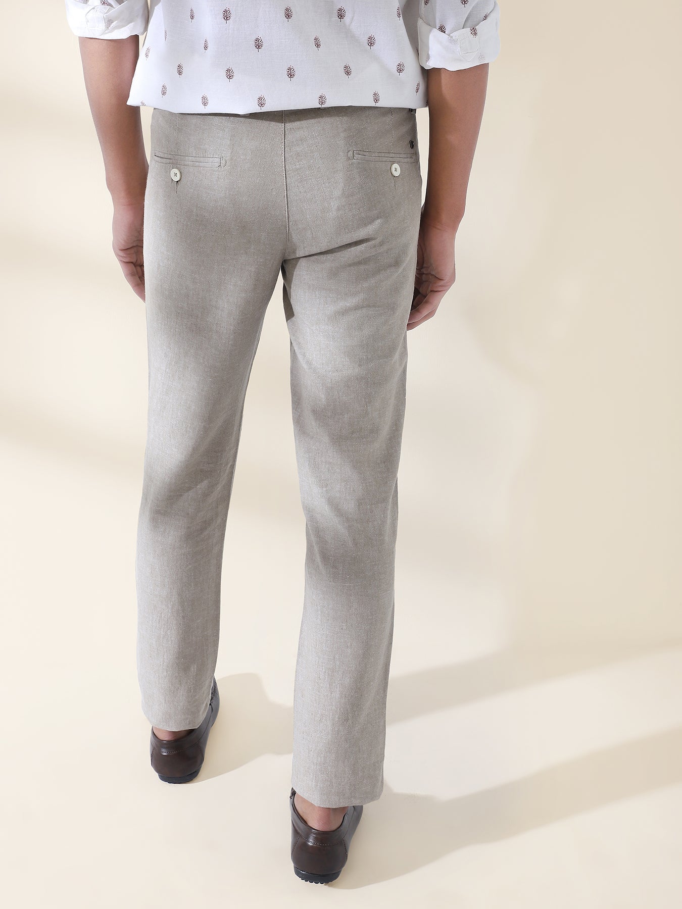 Buy celio Light Grey Slim Fit Mid Rise Linen Trousers for Men Online   Tata CLiQ