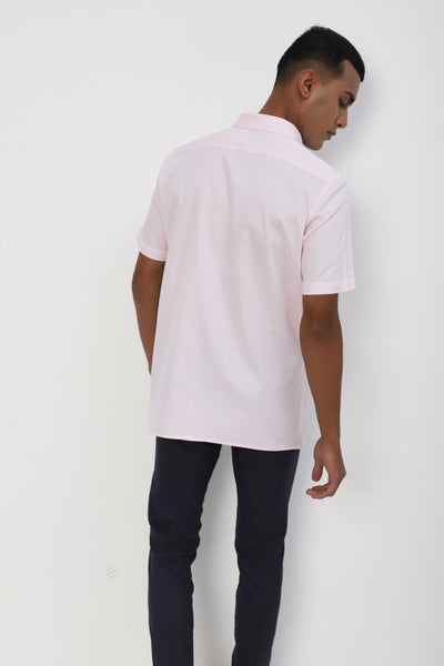 Cotton Pink Dobby Slim Fit Full Sleeve Formal Shirt