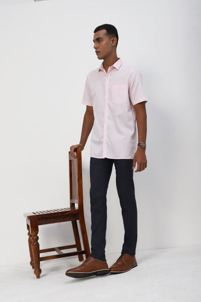 Cotton Pink Dobby Slim Fit Full Sleeve Formal Shirt