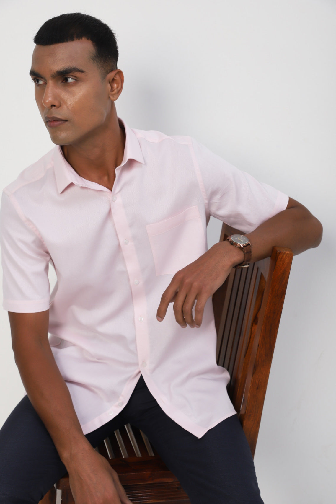 Cotton Pink Dobby Slim Fit Full Sleeve Formal Shirt