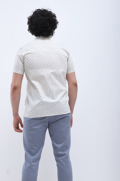 Cotton Grey Printed Slim Fit Full Sleeve Formal Shirt