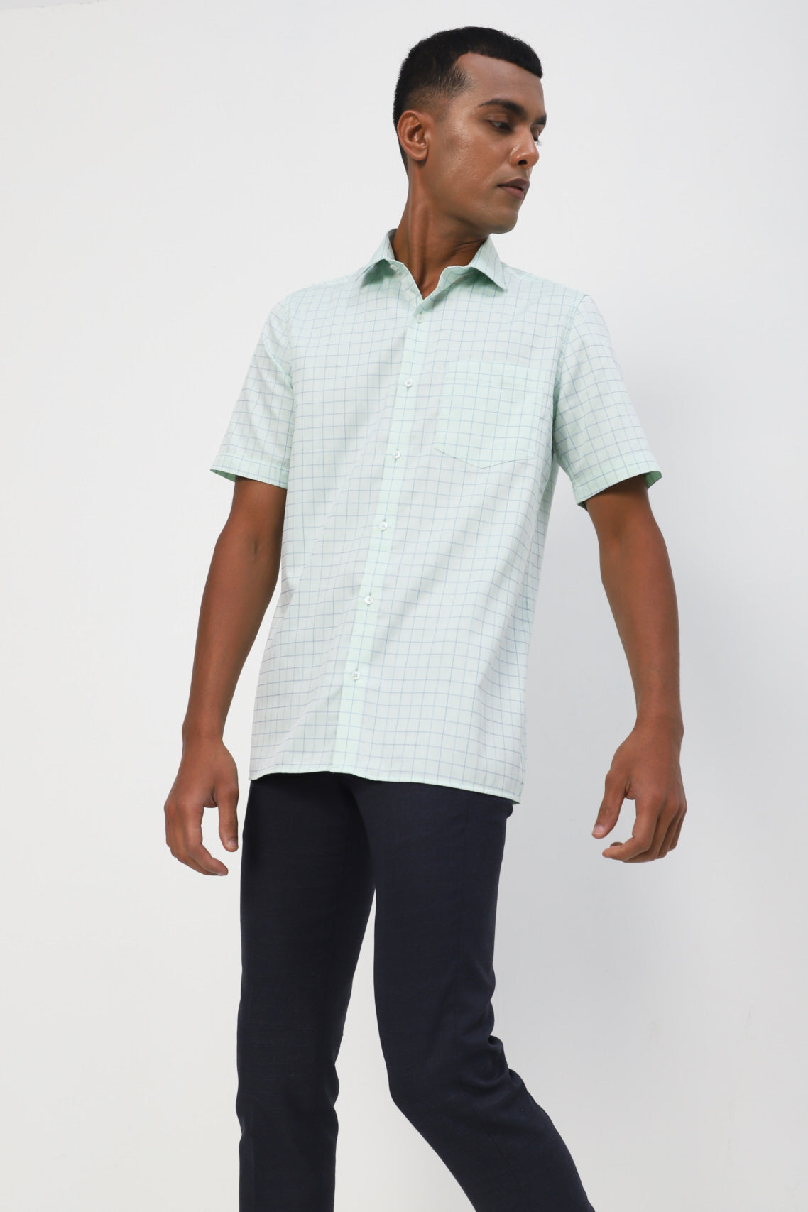 Cotton Green Checkered Slim Fit Full Sleeve Formal Shirt