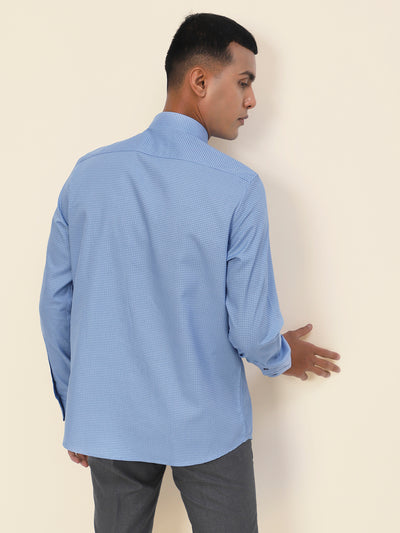 Cotton Tencel Blue Printed Full Sleeve Formal Shirt