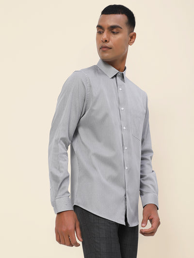 Cotton Grey Printed Full Sleeve Formal Shirt
