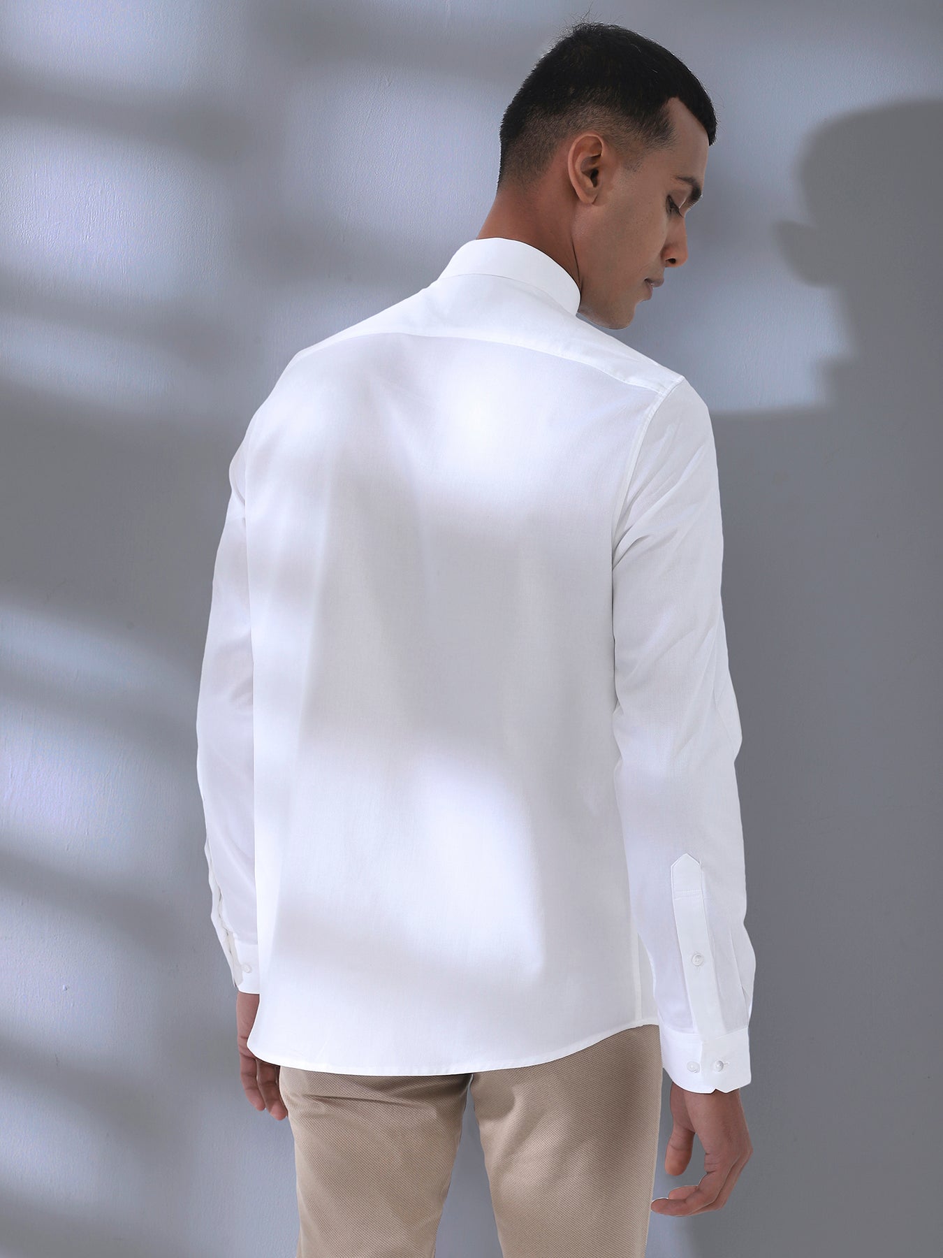 Cotton White Dobby Full Sleeve Formal Shirt