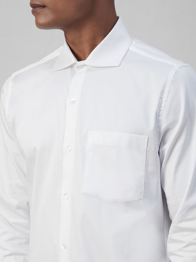 Cotton Stretch White Plain Slim Fit Full Sleeve Formal Shirt