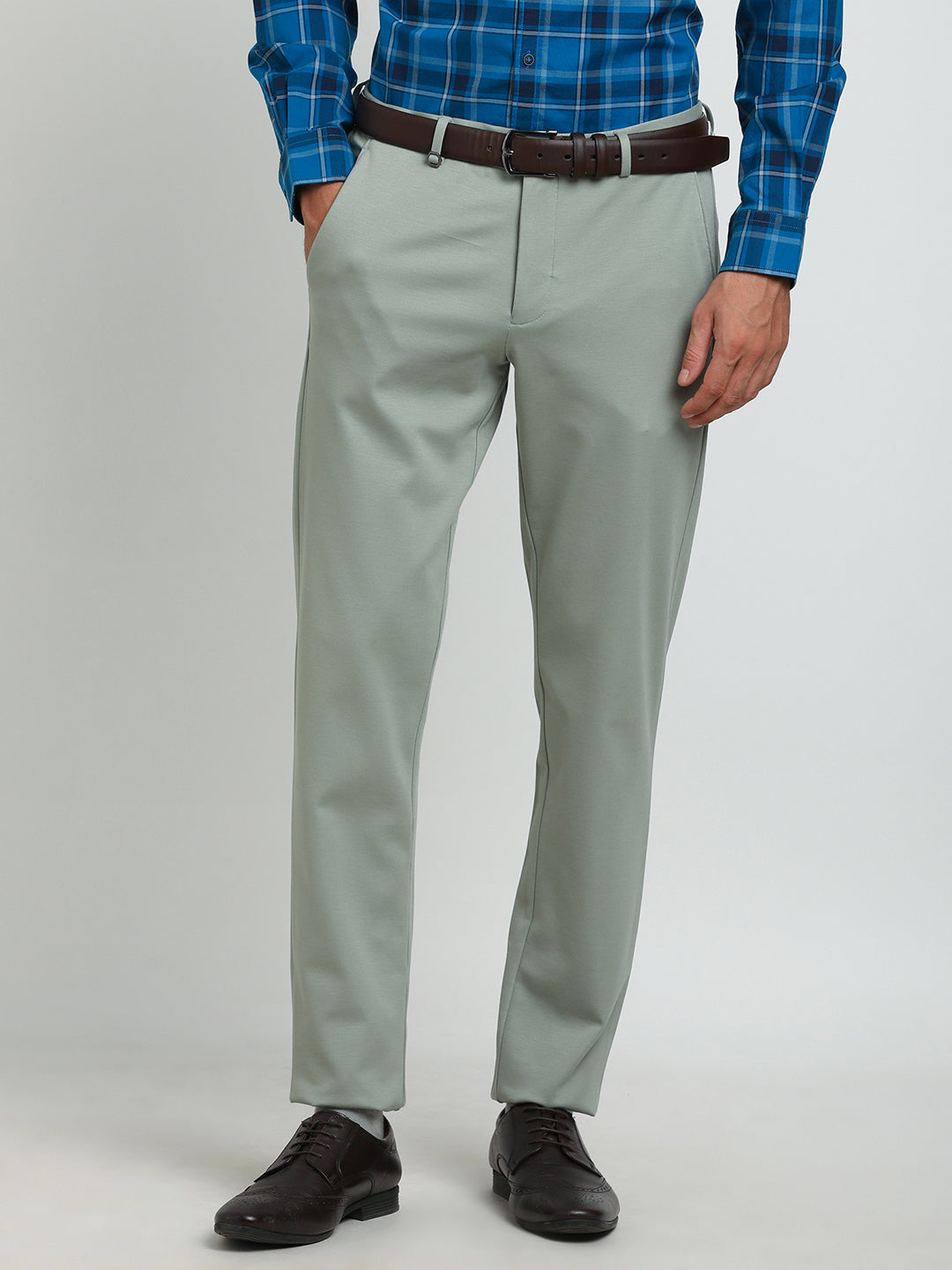 Cotton Grey Dobby Slim Fit Flat Front Ceremonial Trouser