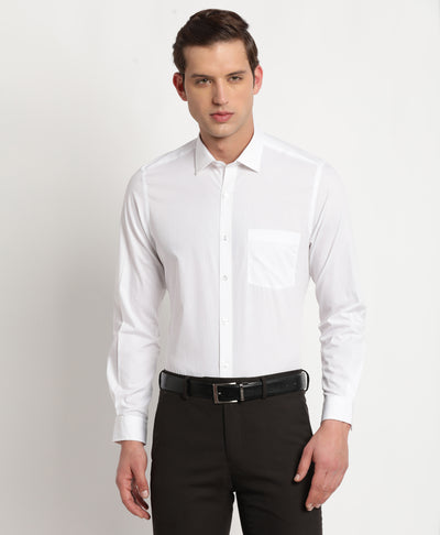 100% Cotton White Plain Slim Fit Full Sleeve Formal Shirt