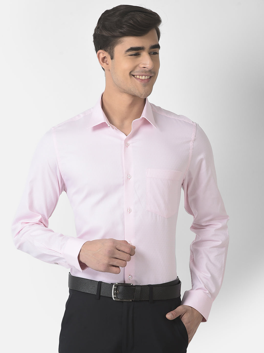 Giza Cotton Pink Jacquard Slim Fit Full Sleeve Ceremonial Shirt