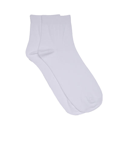 Cotton White Solid Ankle Length Formal Socks