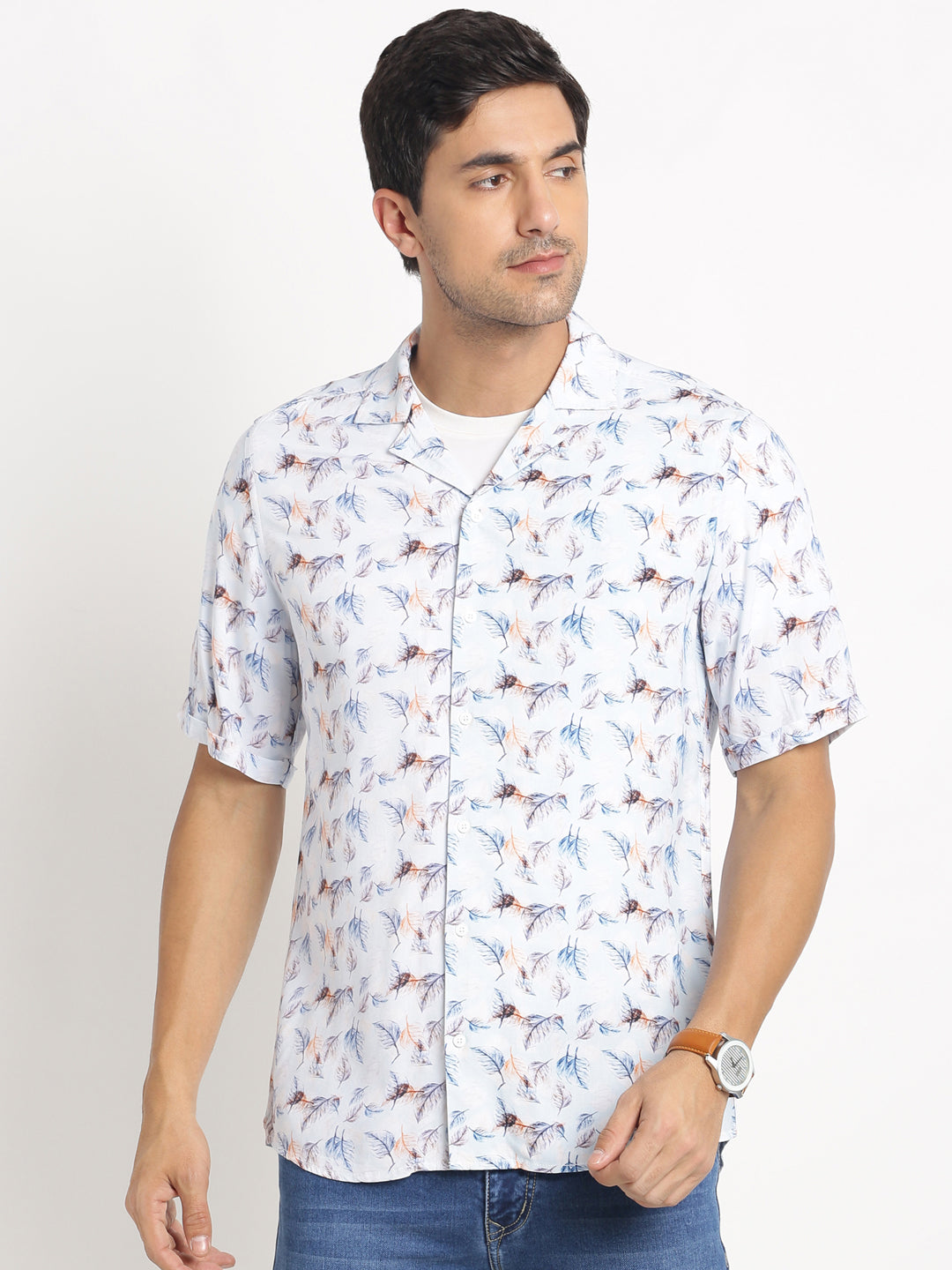 100% Rayon Multicolor Printed Slim Fit Half Sleeve Casual Shirt