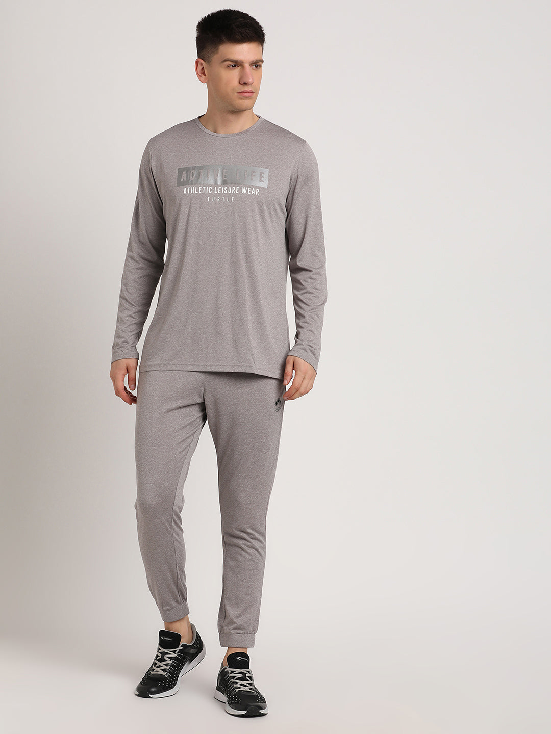 Blended Cotton Grey Plain Full Sleeve Active Track Suit